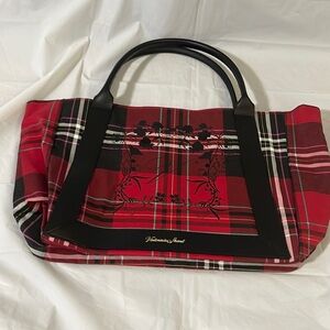 Victoria Secret plaid and botanical hand bag